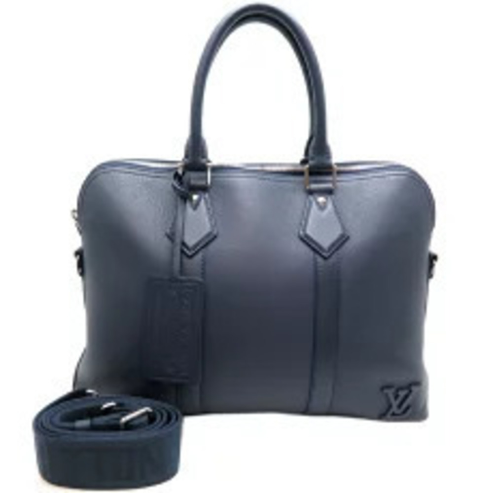 Louis Vuitton Calf Leather Grain Takeoff LV Blue Navy Aerogram Briefcase - Picture 2 of 6